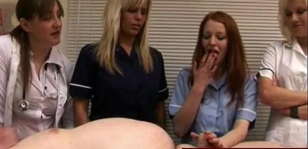  CFNM nurses try curing his small cock
